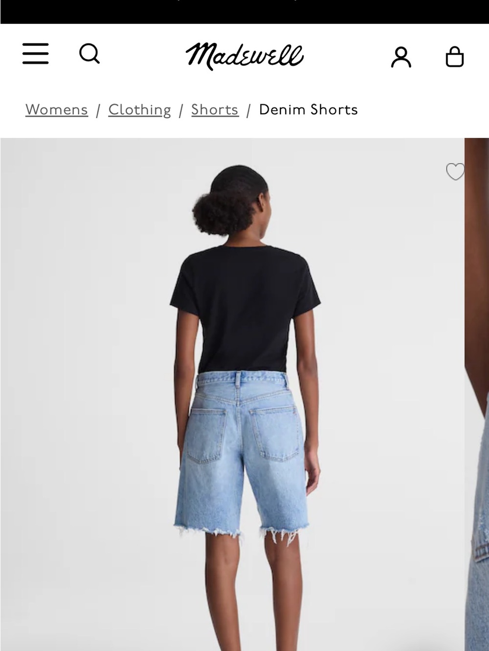Madewell Light Blue Long Baggy Denim Shorts with Frayed Hem - Picture 2 of 9